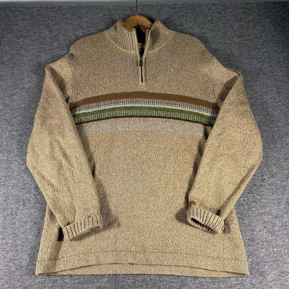 Columbia Men's Fair Isle 1/4 Zip Sweater Long Sleeve Mens Preppy Wool Blend SZ M